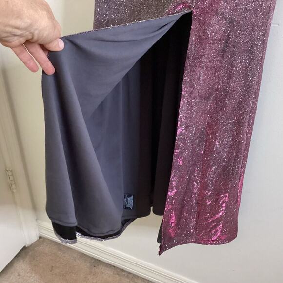 Nightway Glitter Tornazol Silver Fuchsia Gown Long Formal Dress Size 4 NYE - Picture 15 of 15